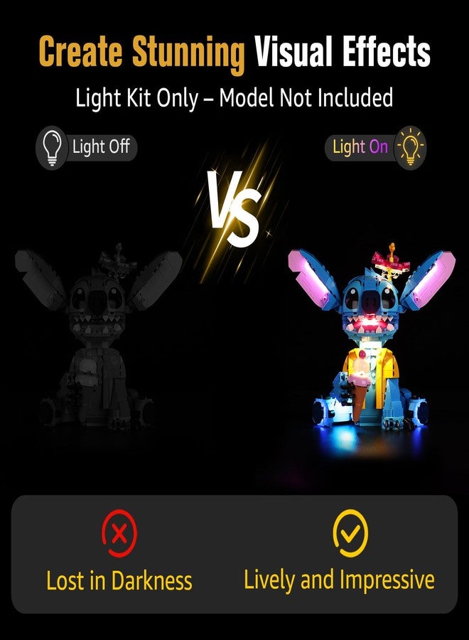 BrickSoul Light Up Kit Compatible with Lego 43249 Stitch Building Set | Upgrade Design Lighting Accessories | Cable-Hiding Tech for Display (43249 Set NOT Included) - Image 3